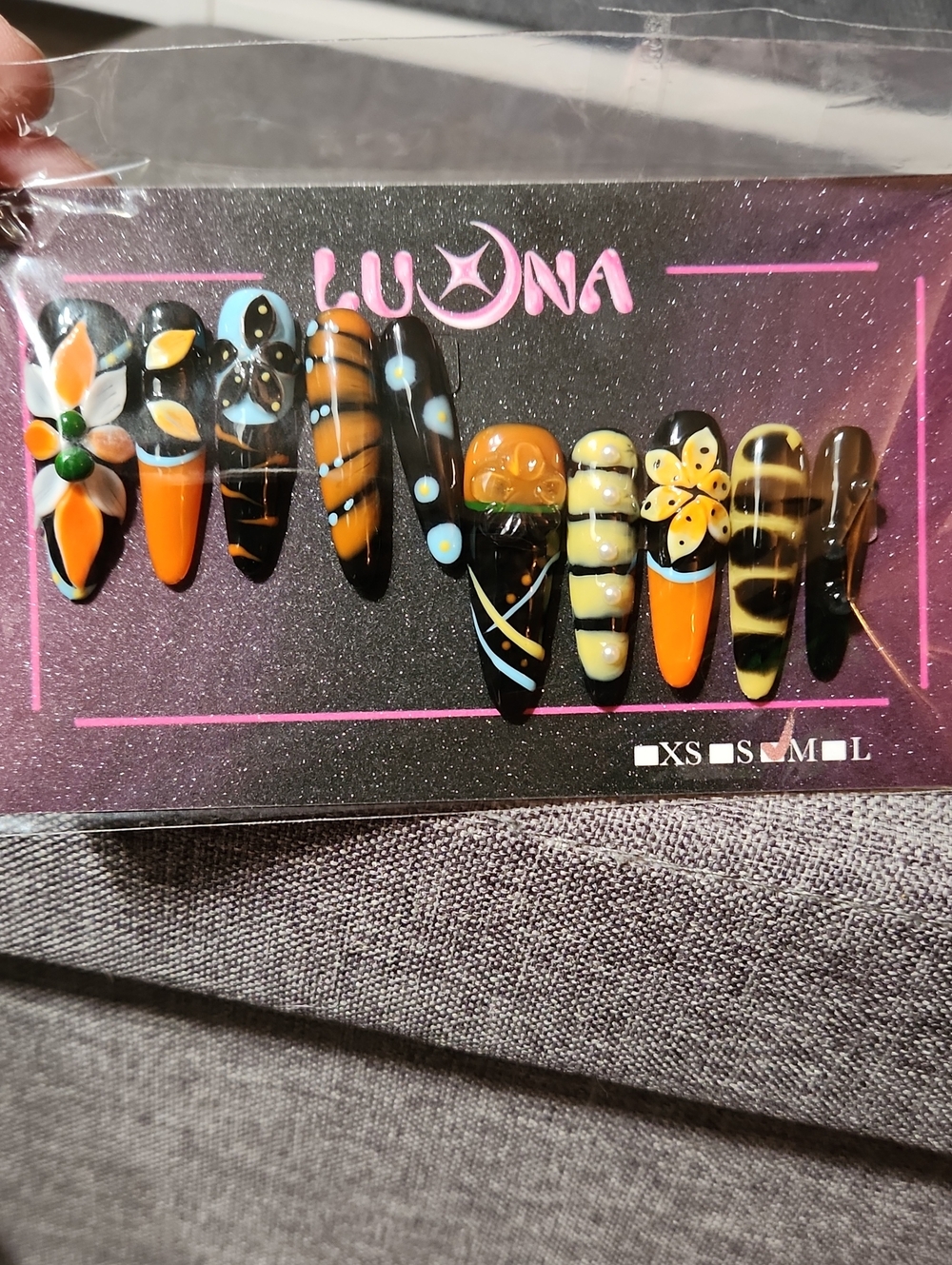 Abstract Butterfly Press On Nails. Size Medium